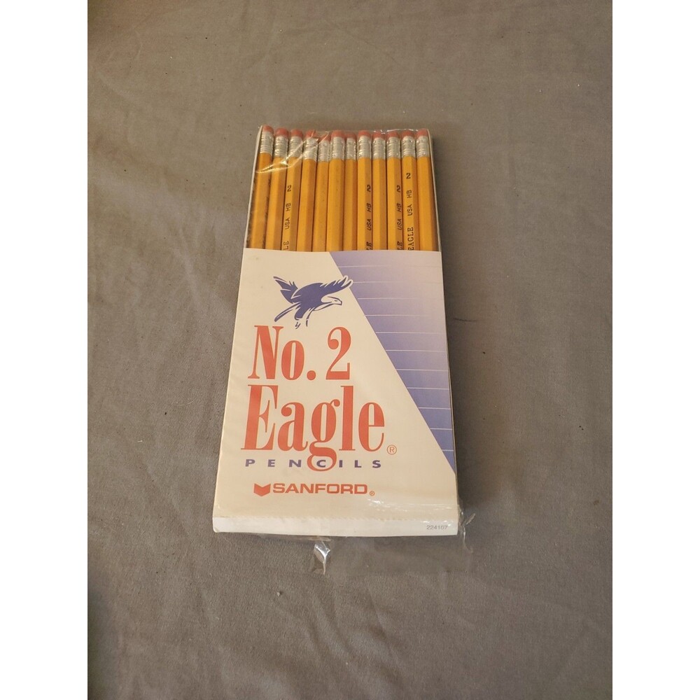 NEW OLD STOCK Vintage 1998 SANFORD EAGLE No. 2 HB Pencils - USA Made 12 Pack